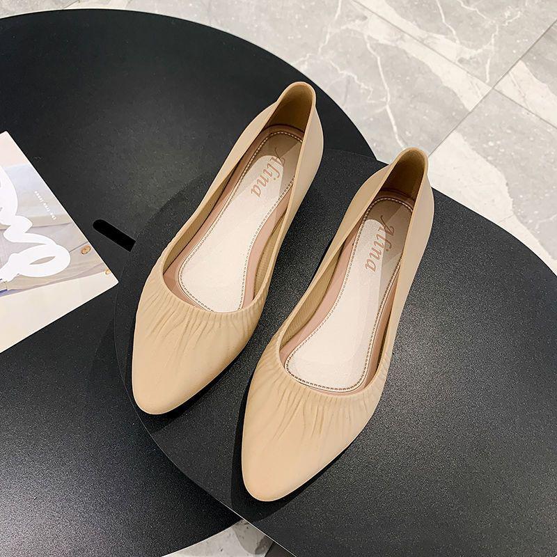 Весенние корейские босоножки с острым носком и матовой поверхностью, одинарные туфли с покатым каблуком, средний каблук, универсальные и модные нескользящие туфли