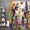 Hummingbird Floral Butterfly Shower Curtain, Bathroom Decorative Shower Curtain, Waterproof Shower Curtain with Hooks