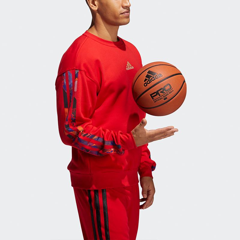 Adidas Mic Gfx Crew Print Basketball Sweatshirt Men Tops Light-Crimson GU9537