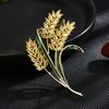 Желтая брошь в виде трехглавого риса, элитная роскошная брошь для корсажа из золота и меди с цирконием