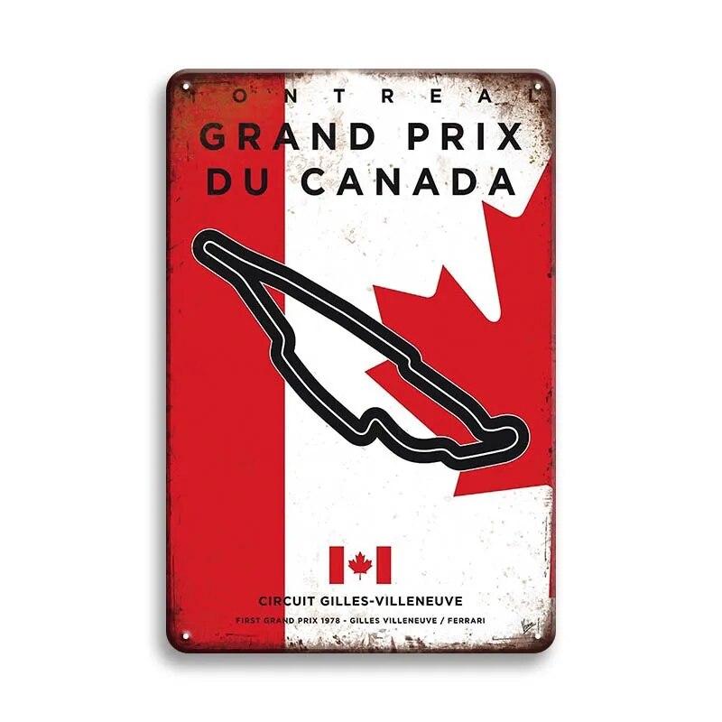 Металлический Плакат Гоночный Трек F1 Конкуренция Винтаж Оловянный Знак Ретро Железная Пластина Бар Клуб Человек Пещера Домашнее Украшение Стены Художественные Наклейки