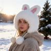 Winter Hat Faux Fur Ear Protective Cap Fox Ear Decor Soft Plush Lined Windproof Warm Winter Headwear