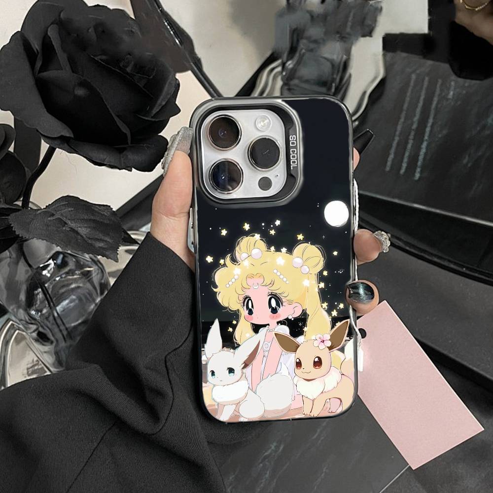 Cartoon F-Sailor M-Moons Phone Case For iPhone 17,16,15,14,13,12,Pro MAX Black Matte Shockproof Cover
