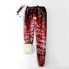 Женские модные рождественские спортивные свободные утолщенные теплые флисовые брюки с принтом