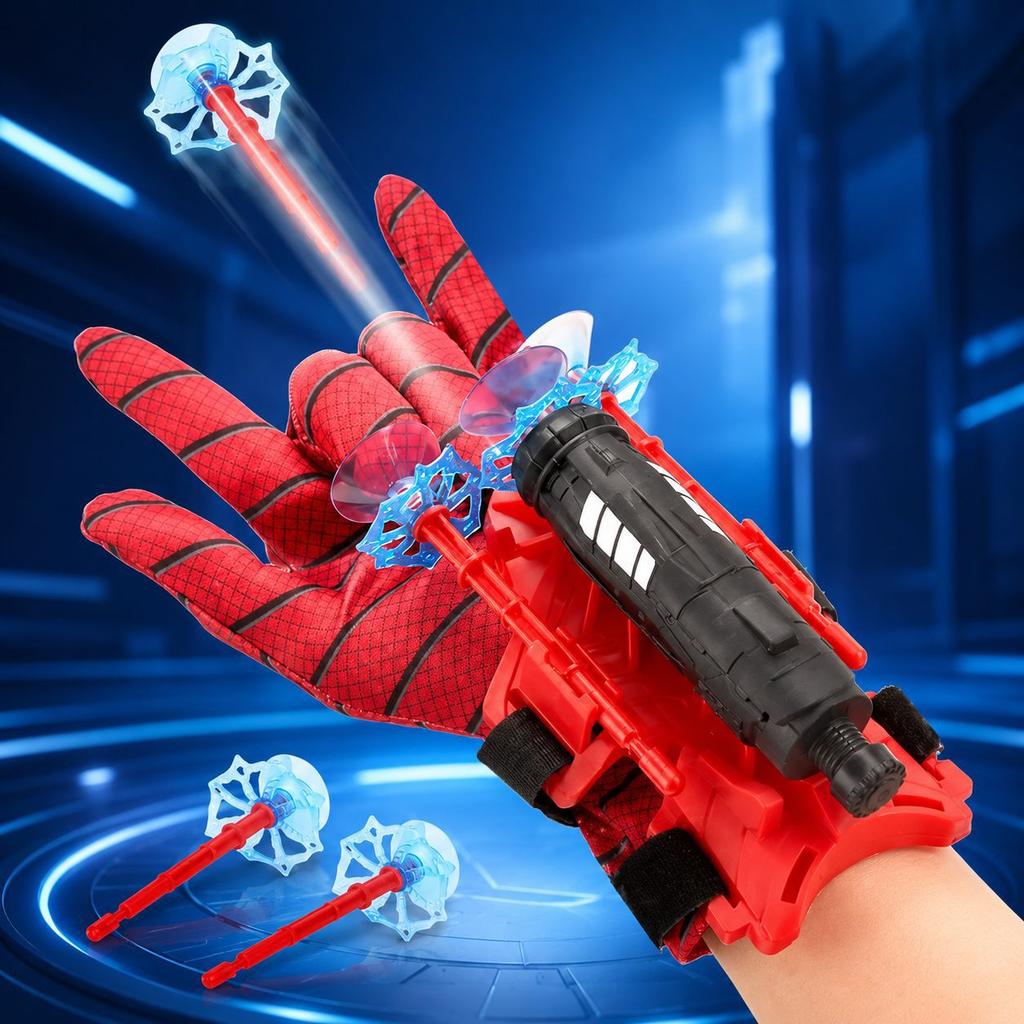 Spider Launcher Glove Toy with Soft Spider Web Shooting for Kids Boys, Superhero Gift, Interactive Play Set
