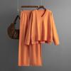 Autumn Winter Knitted Sweater Suit Female Loose V Neck Jumper Pant Two Piece Sets