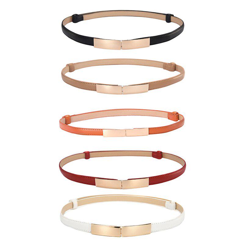 Women Ladies Fashion Casual All-match Square Buckle Belt Multi Color Slim Faux Leather Waistband Belt