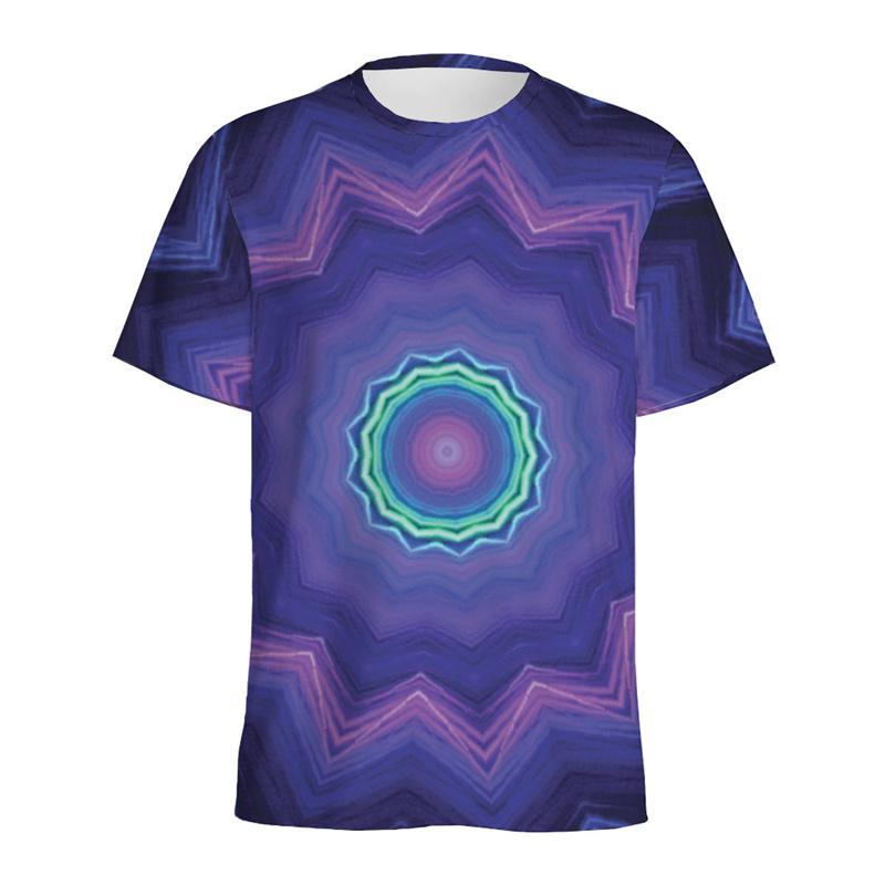 Colorful Kaleidoscope 3D Printed T-shirt For Men Psychedelic Pattern T Shirt Summer Casual Short Sleeves Round Neck Tee Shirts
