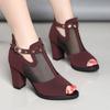 Summer Shoes Sexy Ladies High Heels Women Sandals Rivets Summer Peep Toe Woman Party Shoes Square Heel 7cm