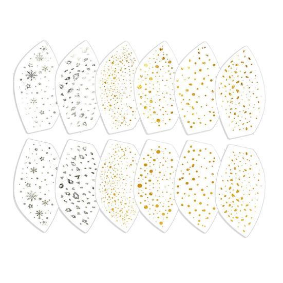 Metallic Gold Eye Tattoo Stickers, Temporary Foil Face Stickers for Party Makeup, Waterproof Flash Eye Tattoos for Festival, Rave, Halloween, Club