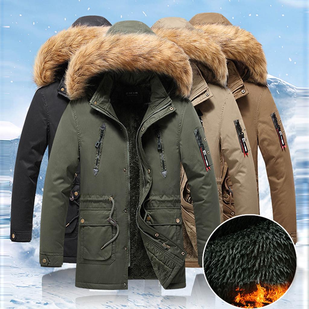 Men Winter Coat Men's Cotton Fleece Coat Warm Hooded Soft for Windproof Soft Coat Jacket