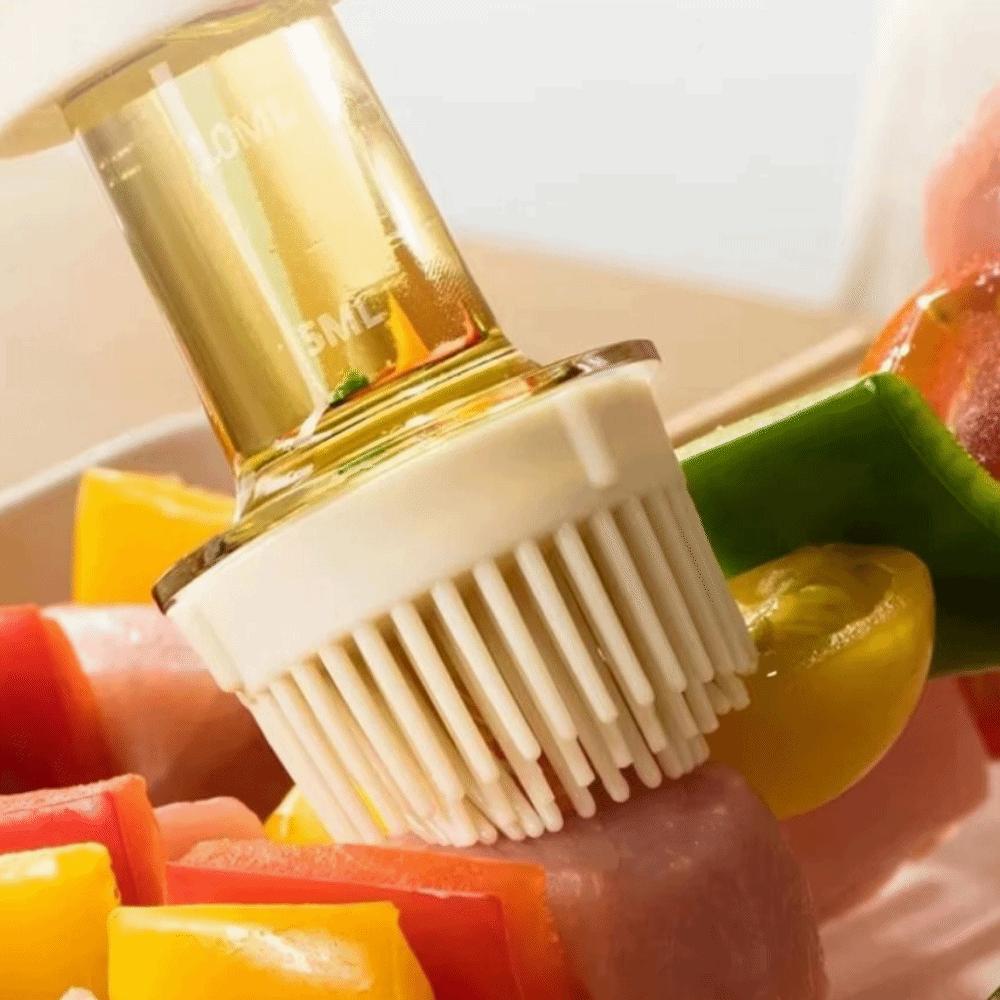 2 in 1 Oil Dispenser Bottle 180ML Barbecue Spray Bottle Easy To Clean Measuring Oil Bottle Baking