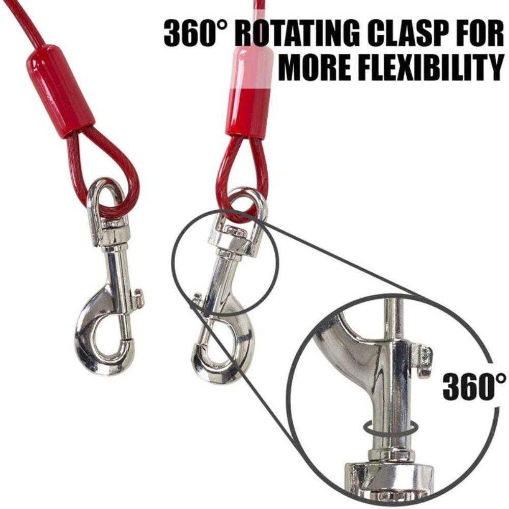 Heavy Duty Dog Tie Out Cable Dual End Snap Hooks Pet Cable Leash Dog Outdoor Supplies for Two Dogs