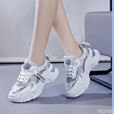 Трендовые женские кроссовки на толстой подошве, сетчатые, для бега и спорта, универсальные, белые, женские простые туфли, кроссовки Zapatillas De Mujer