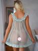 Romance Short Lace Sleepdress Woman Sexy Lingeri Sheer Mesh Pajamas Cute Sweet Style Sleepwear Erotic Underwear Sexy Set