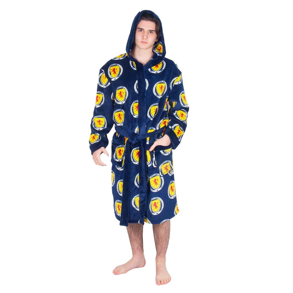Scotland Mens Crest Fleece All-Over Print Dressing Gown