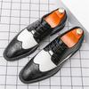 Fashion New White Black Mixed Patchwork Patent Leather Brogues Shoes For Men Party Wedding Groom Prom Flats Zapatillas Hombre