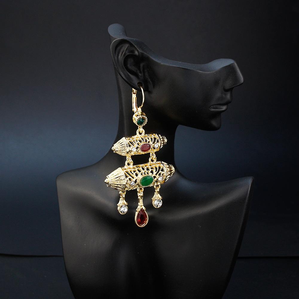 Шикарные женские серьги золотого цвета, ювелирные изделия для невесты, длинные геометрические серьги, традиционное искусство, бижутерия