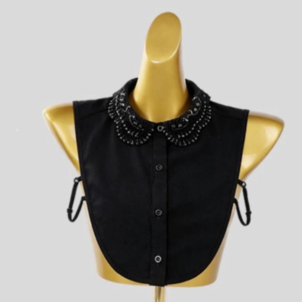White Color Fake Collar Rhinestones Shiny False Collar Versatile Detachable Collar Vintage Style