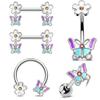 European and American Drops and Multi-color Butterfly Earrings Earrings Stainless Steel Flower Navel Ring Nose Ring Nose Nails