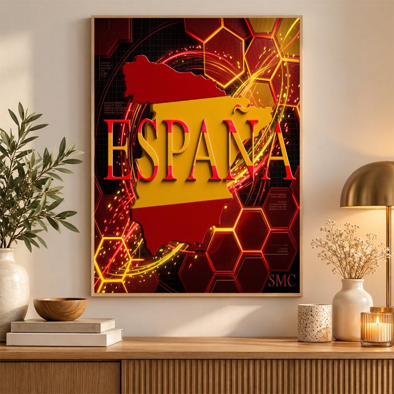 Spain Football Diamond Painting Kit 5D Full Drill DIY Diamond Mosaic Wall Art Home Decor