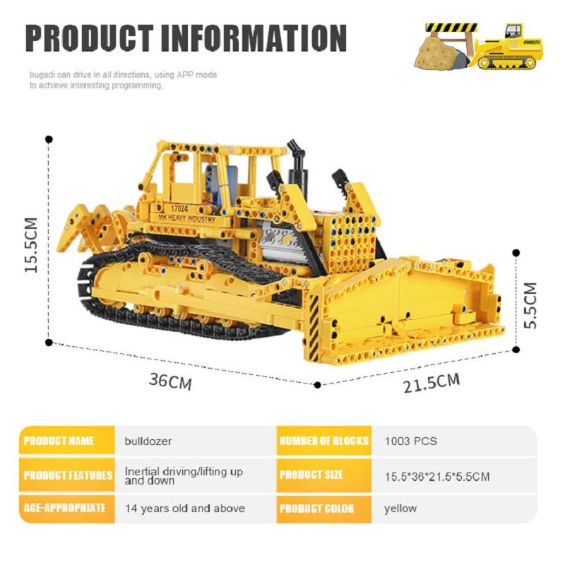MOLD KING Технический автомобиль APP Бульдозер RC Caterpillar D8K Набор грузовиков Строительные блоки Кирпич Детская игрушка Рождественский подарок