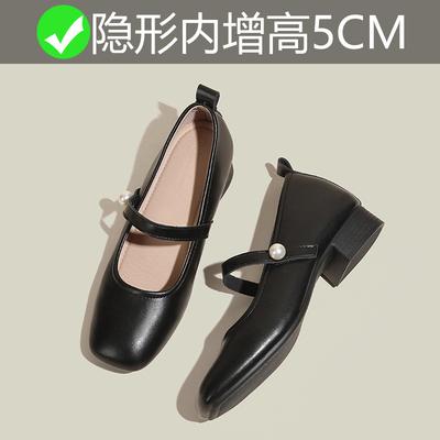 Туфли бабушки мягкая подошва весна и осень новые неглубокие толстый каблук одинарные туфли внутренняя высота 5 см одинарные туфли маленький размер 3233