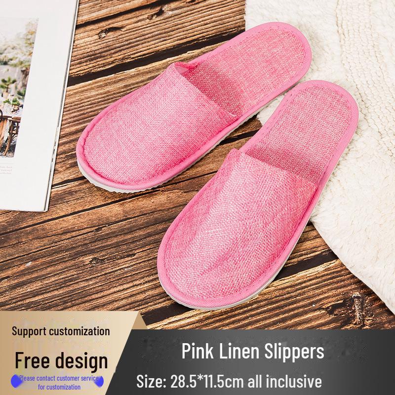 Четырехсезонные нескользящие тапочки из хлопка и льна для отелей и салонов красоты
