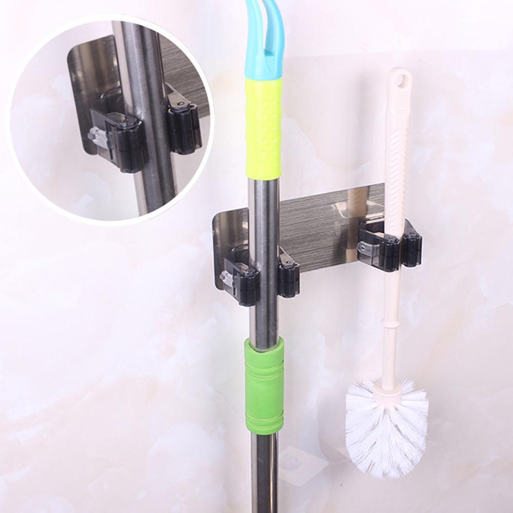 Home Wall Mounted Mop Organizer Holder Brush Broom Hanger Storage Rack Kitchen Tool ARI