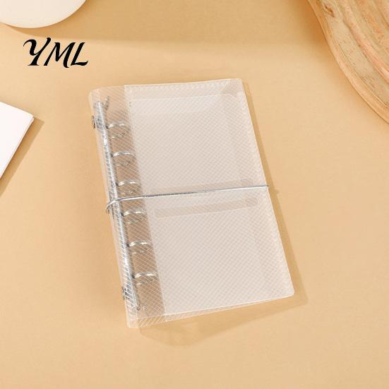 Pocket Trifold Binder A6 A7 M5 Binder, 5/6-Rings Transparent Refillable Loose Leaf Folder, Planner Budget Notebook Cover for School, Office, Meeting