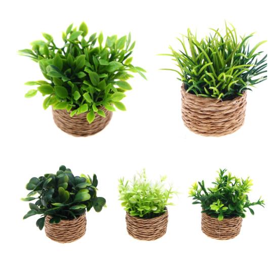 Миниатюрные растения бонсай, аксессуары, горшечные растения, декор, искусственные зеленые растения для кукольных домиков, настольная полка, мини-украшения для дома, мини-горшки для бонсай