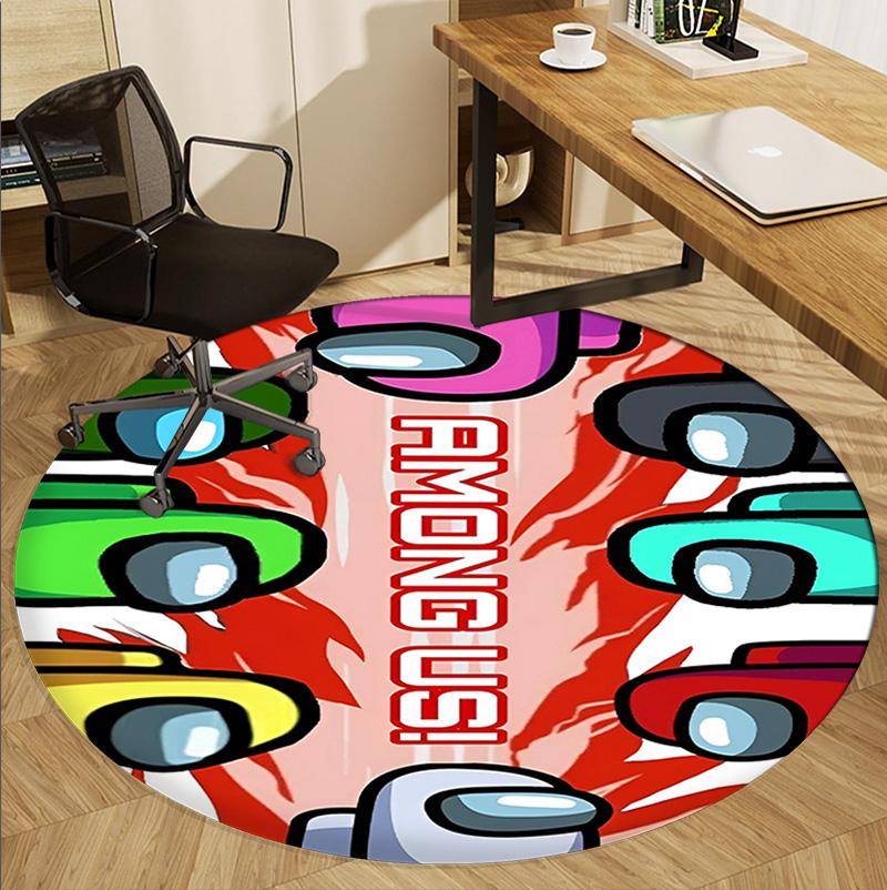 Among Us Pattern Round Rug, Indoor/Outdoor Mat, for Picnic, Gameroom, Bedroom, Office, Living Room, Home Decor Carpet, Birthday Gift