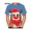 Модная мужская и женская футболка с 3D рождественским принтом лося, забавные топы, новинка, рождественский размер с коротким рукавом
