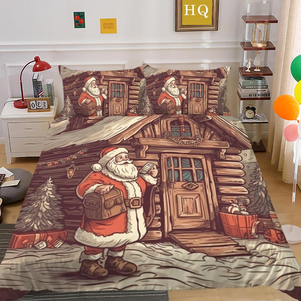Комплект постельного белья из микрофибры с 3D рождественской печатью, полноразмерный комплект постельного белья из микрофибры, высококлассные милые покрывала