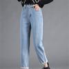 2022 New Winter High Waist Women Jeans Fleece Warm Slim Pencil Pants Stretch Skinny Denim Jeans Casual Thick Leisure Baggy Jeans