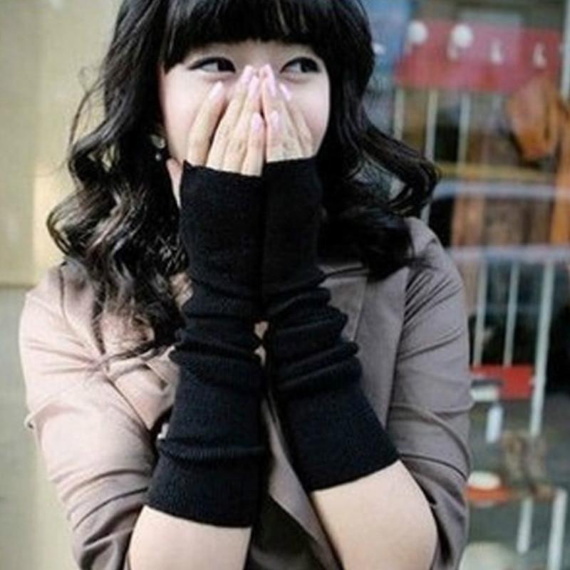 ЖенщиныРаспространенные вязаные длинные варежки без пальцев на запястье, теплые зимние перчатки