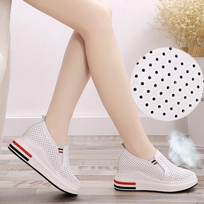 Осенняя женская обувь новая с внутренним увеличением высоты дышащая перфорированная повседневная спортивная обувь студенческая обувь женская