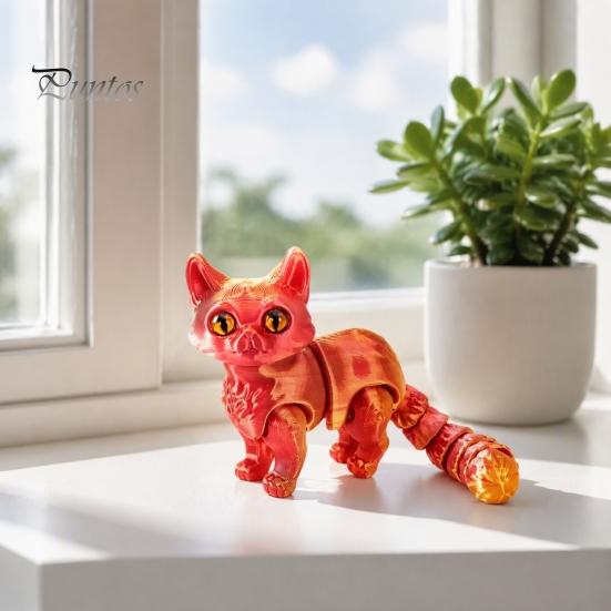 Тихие Фиджеты для Класса 3D Печатная Игрушка-Кошка, Фигурка с Подвижными Суставами, Настольные Экологичные Игрушки-Декор, Милая Сенсорная Фиджет-Игрушка для Детей