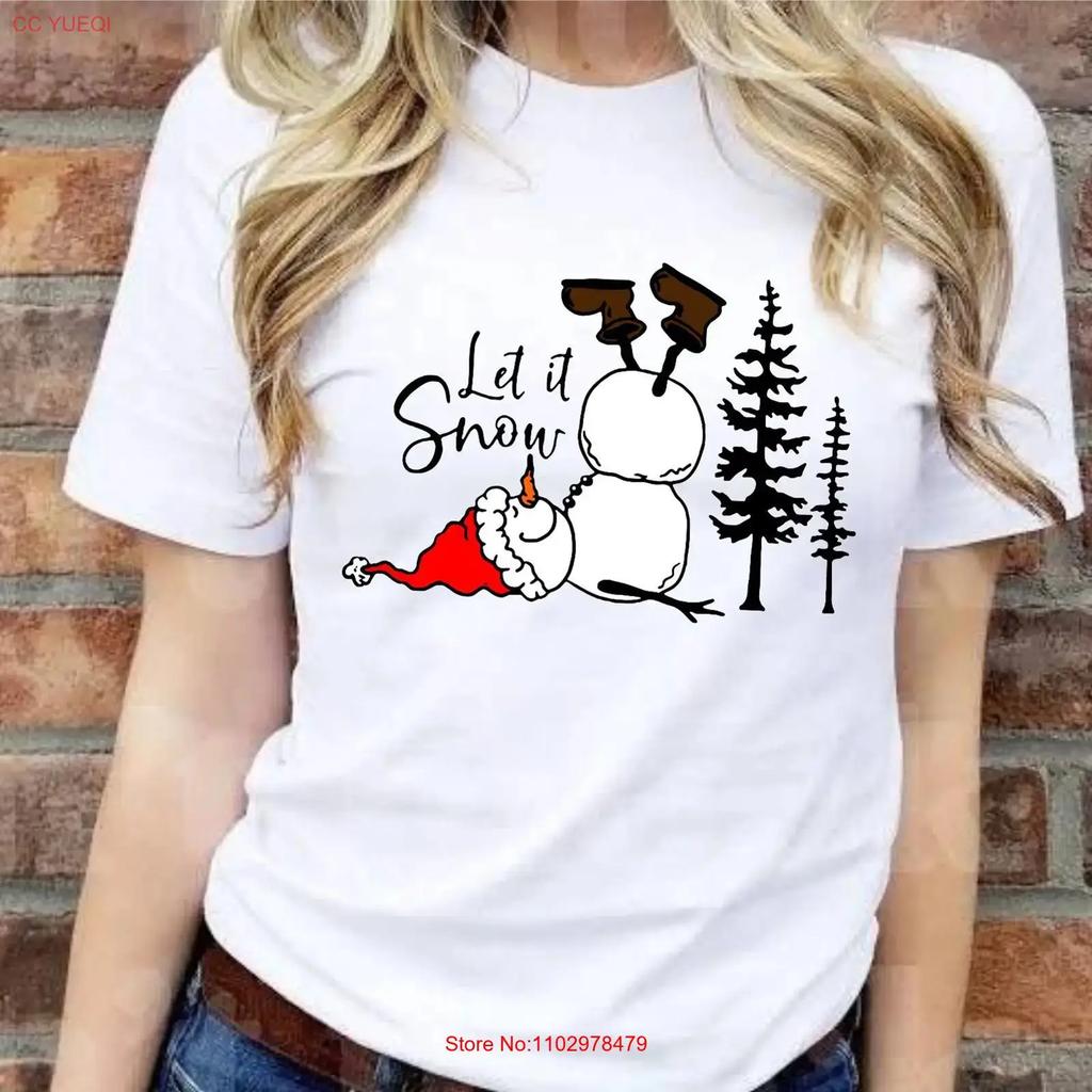 Let It Snow T shirt Snowman Sleeping Winter Themed Christmas Apparel vintage Washed Stylish designer clothes streetwear