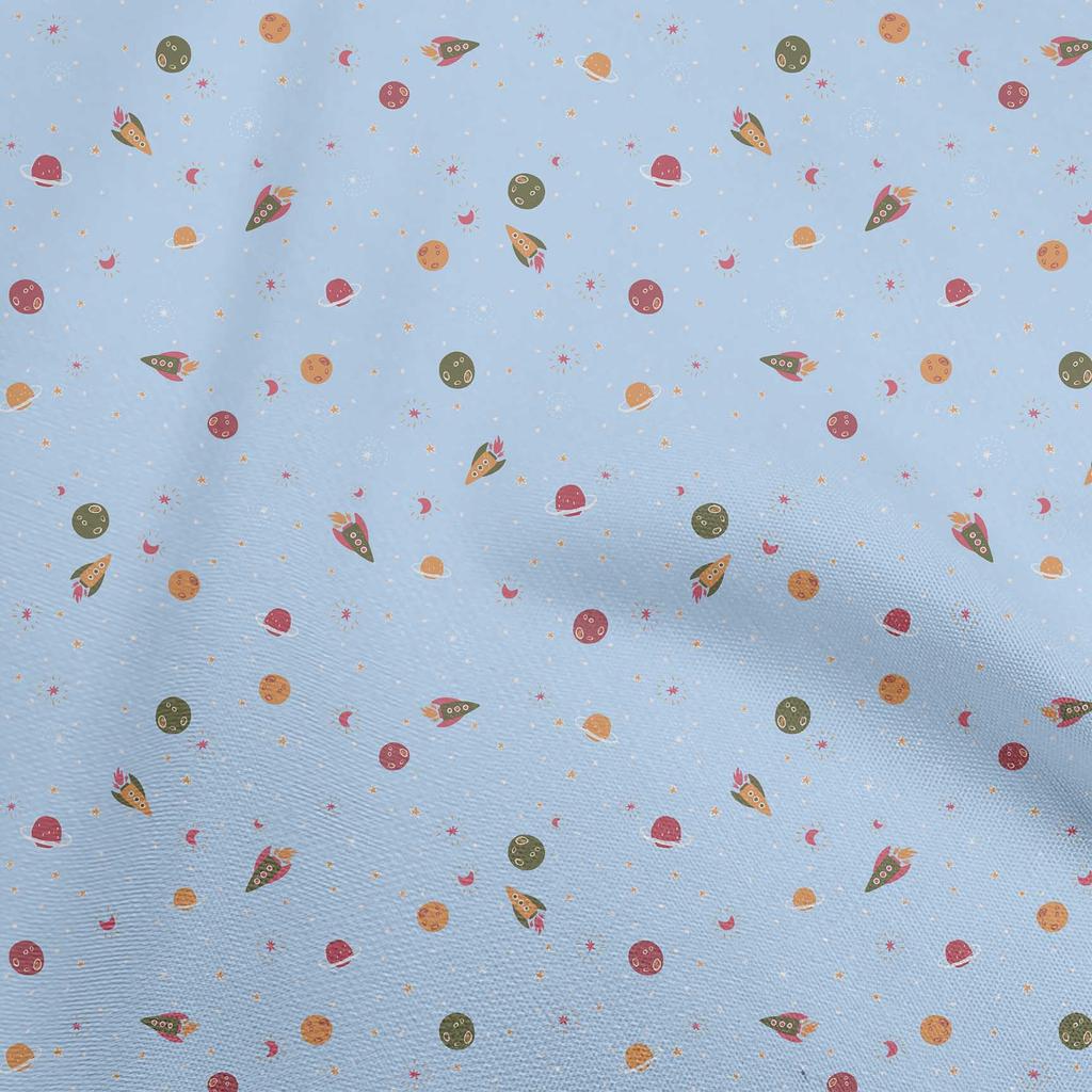 oneOone Хлопок Flex темно-бирюзовый зеленый ткань детский космический материал для платья ткань с принтом по ярдам 40 дюймов