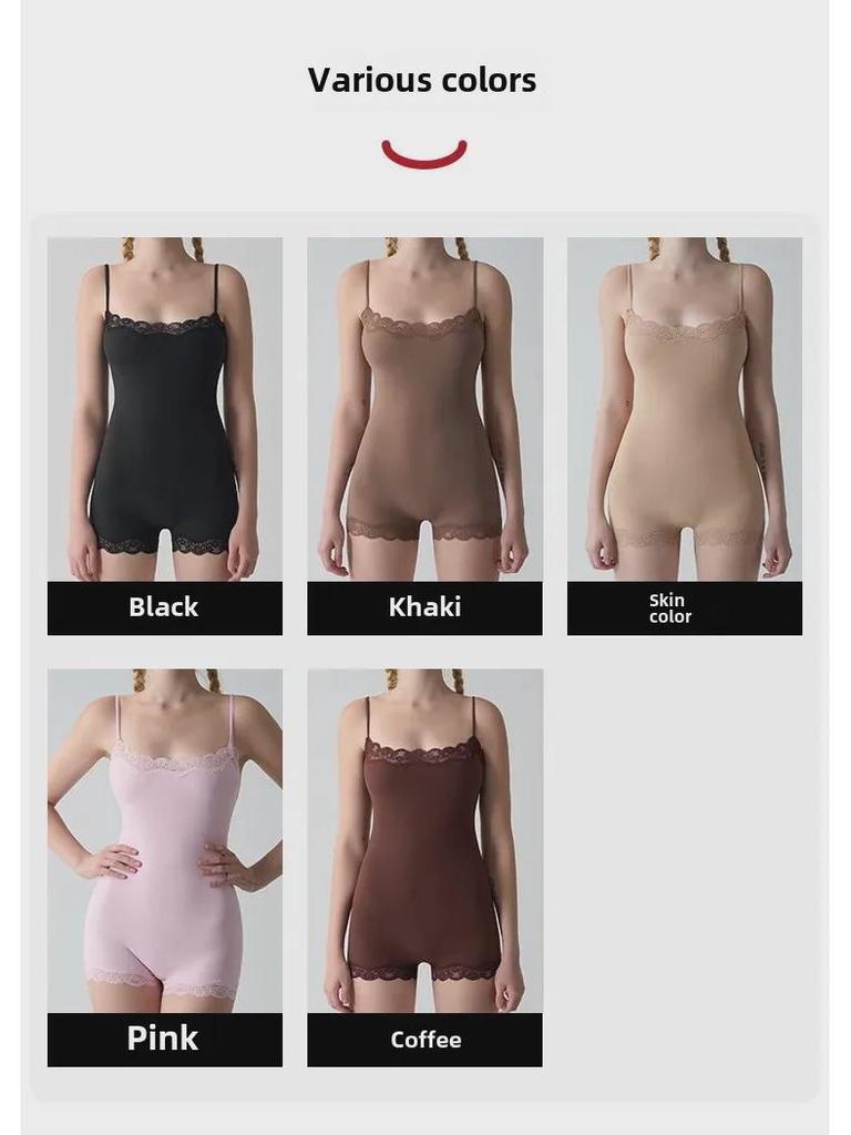 Сексуальный европейский и американский кружевной облегающий комбинезон с открытой спиной, регулируемыми бретелями и дышащим дизайном, приподнимающим бедра