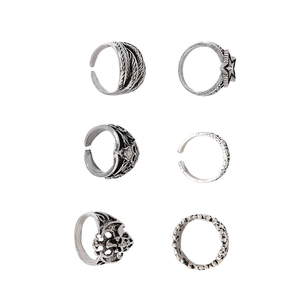 Gothic Skull Ring Set Adjustable Finger Rings Alloy Texture Dating Rings Perfect for Parties and Festivals Any Occasion