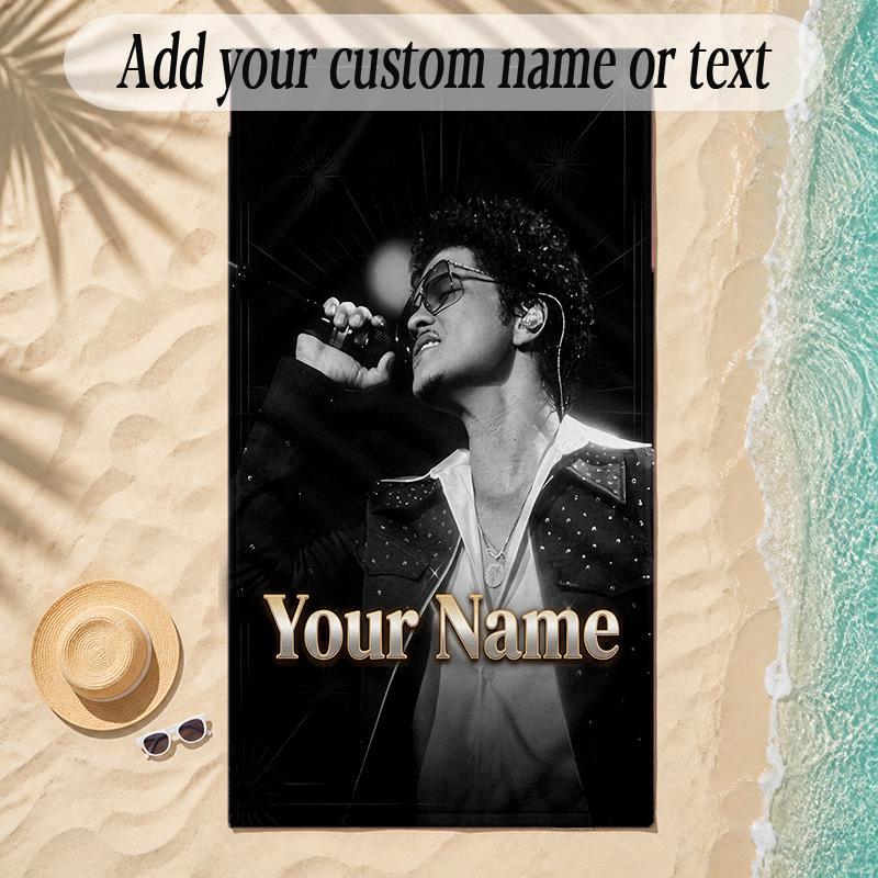Beach TowelBruno Mars Custom Name Text Personalized Soft Towel for Beach Pool Indoor Home Decor Gift