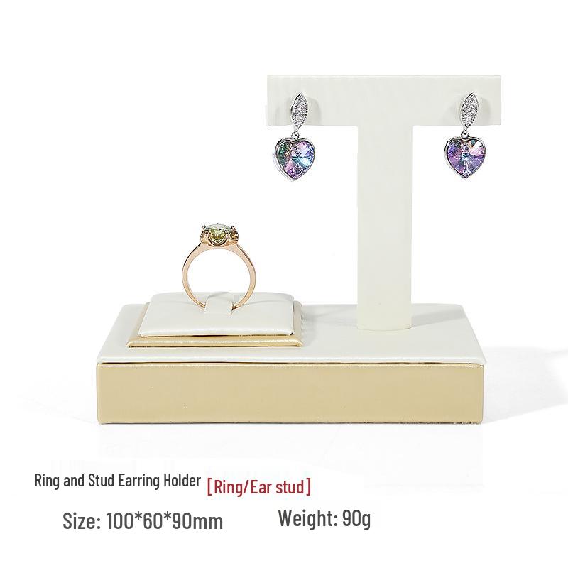 Бежевая подставка для демонстрации ювелирных изделий из жадеита из ПУ кожи для колец и подвесок