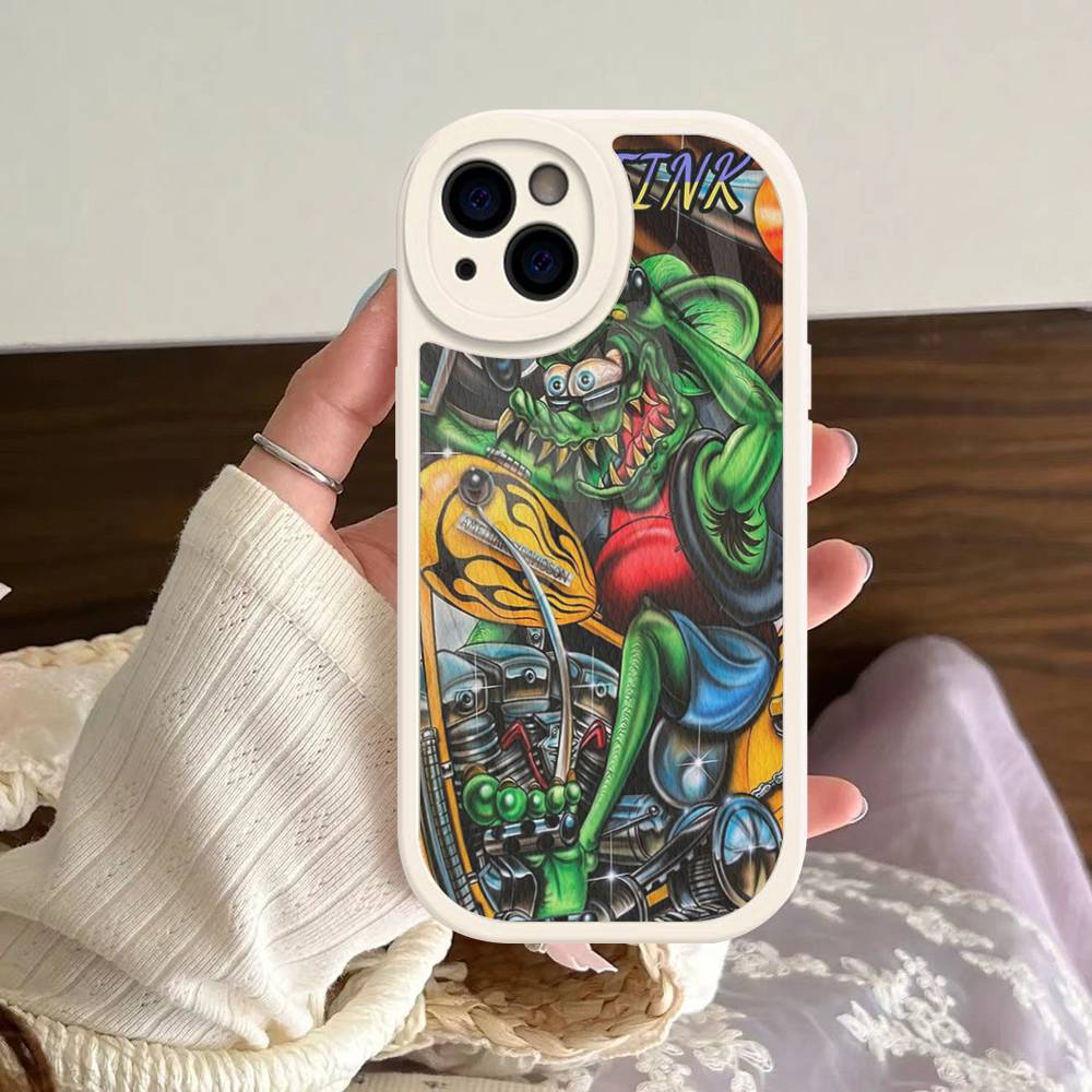Забавный чехол Rat Fink из твердой кожи для iPhone 14 13 16 Mini 15 14 11 12 Pro Max Plus Fundas