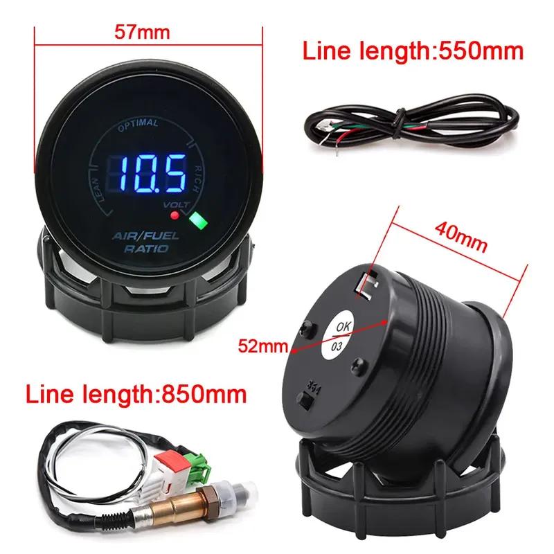 52mm Car Gauge Voltmeter Digital Air Fuel Ratio Gauge With Narrowband O2 Oxygen Sensor 0258006028 AFR Display for 12V Vehicles