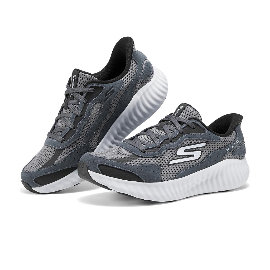 Skechers Удобные Универсальные Амортизирующие Дышащие Низкие Кроссовки для Бега Мужские Сникер Синий Серый 220394-CCBK