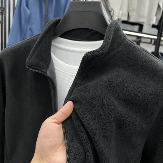 Куртка мужская из овчины Yousheng Fuzzy Sherpa с длинным рукавом, застегивающаяся на молнию спереди, повседневная куртка, зимнее флисовое теплое пальто для занятий спортом на открытом воздухе, повседневная одежда