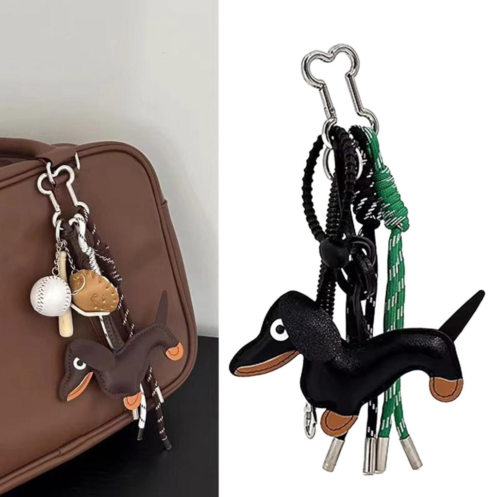 Винтажный брелок для ключей с собакой таксой Уникальные стили Прочные ПУ материалы Элегантный шарм для украшения сумки и ключей Ежедневное использование