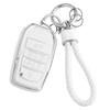 Alphard 30 Series Key Key Car Smart Key Leather Braided Key Key Scratch Resistant [HOYZE] Case, Cover, Cute, Case, Holder, Shell, (Silver White)